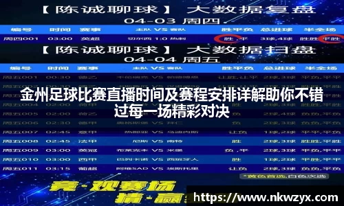 金州足球比赛直播时间及赛程安排详解助你不错过每一场精彩对决