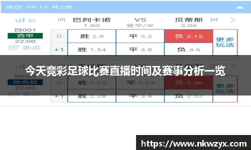 今天竞彩足球比赛直播时间及赛事分析一览